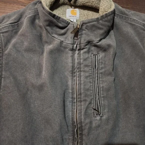 Carhartt Mens Sherpa Lined Duck Canvas Vest V33 GVL XL Gravel Gray Chore - Picture 2 of 8